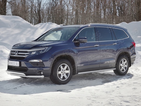 Защита переднего бампера d63 секции-d75х42 дуга RUSSTAL Honda Pilot (2016-2024) HPZ-002920