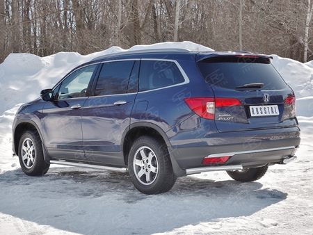 Защита заднего бампера уголки d63 секции RUSSTAL Honda Pilot (2016-2025) HPZ-002928