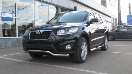 Защита переднего бампера d57 волна Hyundai Santa Fe (2010-2012) HSFN001