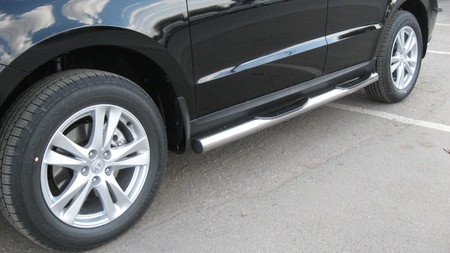 Защита порогов d76 с проступями Hyundai Santa Fe (2010-2012) HSFN006