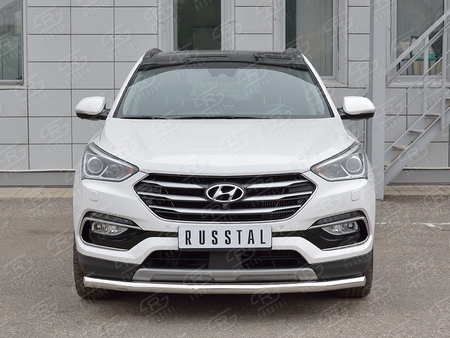 Защита переднего бампера d63 секция RUSSTAL Hyundai Santa Fe Premium (2015-2017) HSFPZ-002442