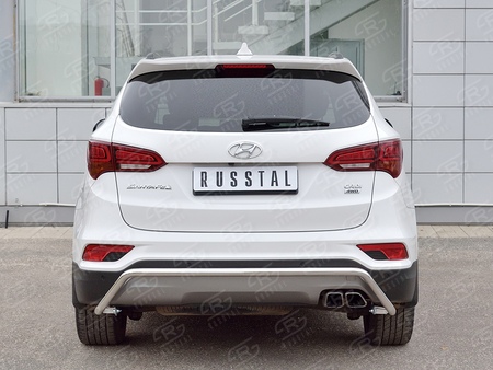 Защита заднего бампера d42 на под машину RUSSTAL Hyundai Santa Fe Premium (2015-2017) HSFPZ-002451