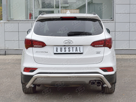 Защита заднего бампера d63 на под машину RUSSTAL Hyundai Santa Fe Premium (2015-2017) HSFPZ-002452