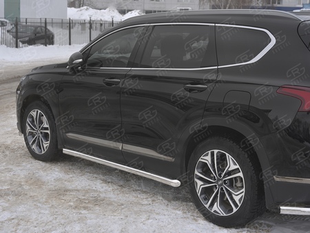 Пороги труба d63 секции вариант 1 RUSSTAL Hyundai Santa Fe (2018-2020) HSFT-003174