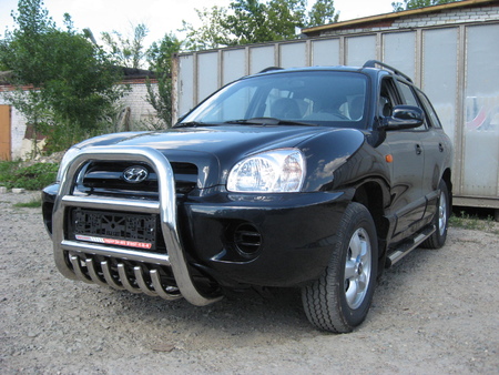 Кенгурятник d76 высокий с защитой картера Hyundai Santa Fe Classic (Таганрог) HSFT001