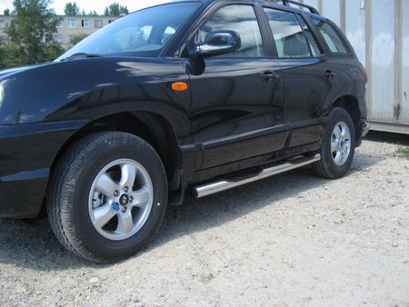 Защита порогов d76 с проступями Hyundai Santa Fe Classic (Таганрог) HSFT010