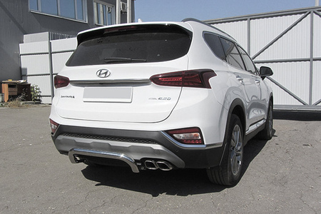 Защита заднего бампера d57 скоба Hyundai Santa Fe (2018-2020) HSFT18-008