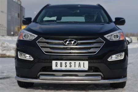 Защита переднего бампера d63 секции d63 дуга RUSSTAL Hyundai Santa Fe (2012-2015) HSFZ-001216