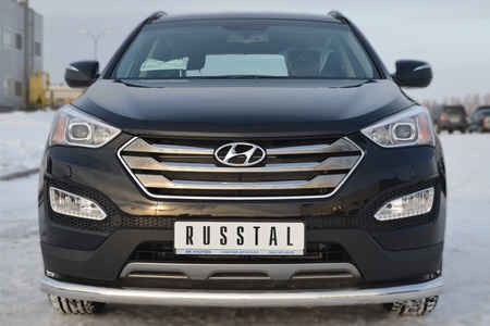 Защита переднего бампера d76 секции RUSSTAL Hyundai Santa Fe (2012-2015) HSFZ-001218