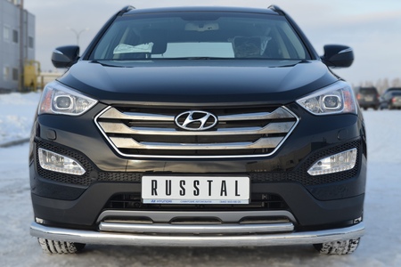 Защита переднего бампера d76х42 секции-дуга RUSSTAL Hyundai Santa Fe (2012-2015) HSFZ-001220