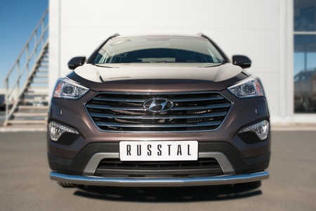 Защита переднего бампера d63 секции RUSSTAL Hyundai Santa Fe Grand (2014-2015) HSFZ-002004