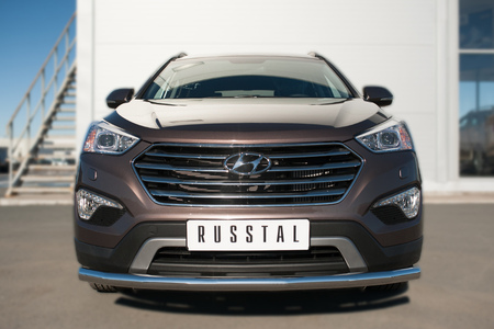 Защита переднего бампера d63 секции RUSSTAL Hyundai Santa Fe Grand (2014-2015) HSFZ-002004