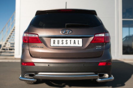 Защита заднего бампера d75х42 дуга RUSSTAL Hyundai Santa Fe Grand (2014-2015) HSFZ-002013