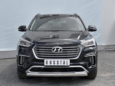 Защита переднего бампера d75х42 дуга RUSSTAL Hyundai Santa Fe Grand (2016-2018) HSFZ-002730