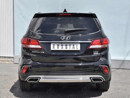 Защита заднего бампера d75х42 дуга RUSSTAL Hyundai Santa Fe Grand (2016-2018) HSFZ-002739