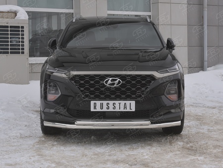 Защита переднего бампера d63 секции-d42 дуга RUSSTAL Hyundai Santa Fe (2018-2020) HSFZ-003168