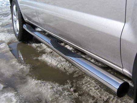 Защита порогов d76 с проступями Hyundai Tucson (2004-2010) HT007