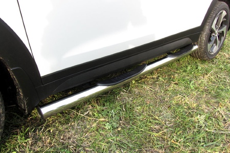 Защита порогов d76 с проступями Hyundai Tucson 4WD (2015-2018) HT4WD15006