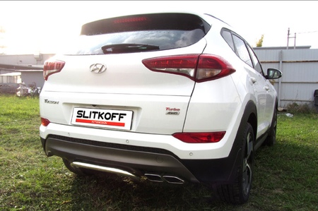 Защита заднего бампера d42 скоба Hyundai Tucson 4WD (2015-2018) HT4WD15007