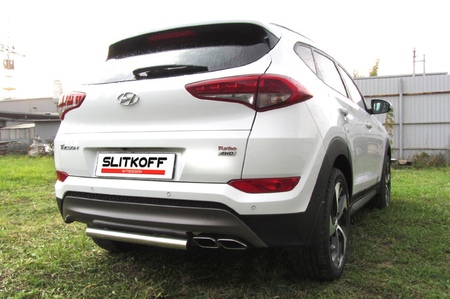 Защита заднего бампера d57 короткая Hyundai Tucson 4WD (2015-2018) HT4WD15008