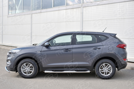 Пороги труба d76 с накладкой вариант 2 RUSSTAL Hyundai Tucson (2015-2017) HTT-0022342