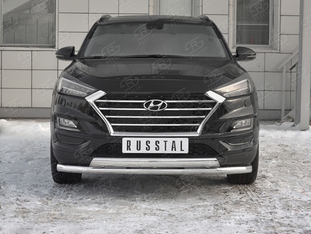 Защита переднего бампера d63 секции-d75х42 дуга RUSSTAL Hyundai Tucson (2018-2021) HTZ-003096