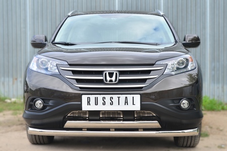 Защита переднего бампера d76 секции d75х42 дуга (дв. 2.4) RUSSTAL Honda CR-V (2013-2015) HVZ-001766