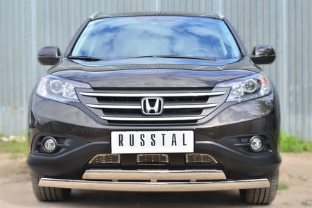 Защита переднего бампера d75х42 дуга d75х42 дуга (дв. 2.4) RUSSTAL Honda CR-V (2013-2015) HVZ-001768