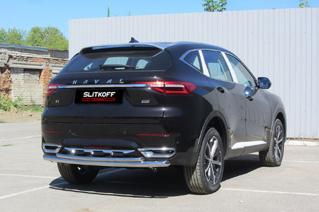 Защита заднего бампера d57+d42 Haval F7x (2019-2021) HavF7008