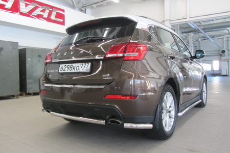 Защита заднего бампера d57 короткая Haval H2 (2014-2020) HavH2007