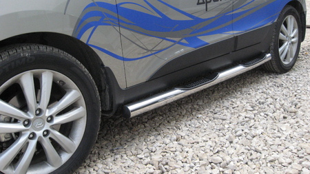 Защита порогов d76 с проступями Hyundai ix35 (2010-2015) Hix35-004