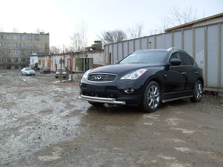 Защита переднего бампера d57+d57 двойная   Infiniti EX35 (2008-2014) IN.EX003