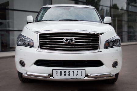 Защита переднего бампера d76 63х2 RUSSTAL Infiniti QX56 (2010-2014) INZ-000847