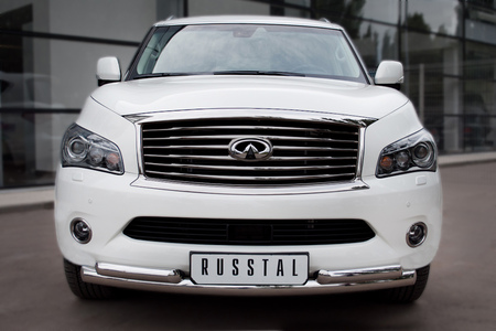 Защита переднего бампера d76 63х2 RUSSTAL Infiniti QX56 (2010-2014) INZ-000847