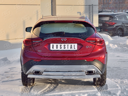 Защита заднего бампера d75х42 дуга-d75х42 дуга RUSSTAL Infiniti QX30 (2016-2019) IQX3Z-002506