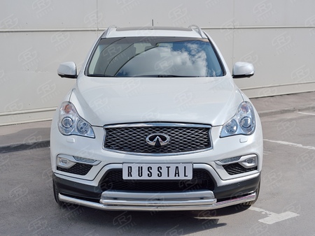 Защита переднего бампера d63 секция-d42 дуга RUSSTAL Infiniti QX50 (2016-2018) IQX5Z-002352