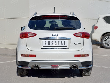 Защита заднего бампера уголки d42 секция RUSSTAL Infiniti QX50 (2016-2018) IQX5Z-002359