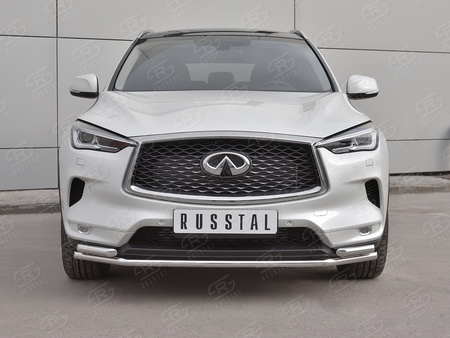 Защита переднего бампера d42 секции-d42х2 дуга RUSSTAL Infiniti QX50 (2018-2024) IQX5Z-003078