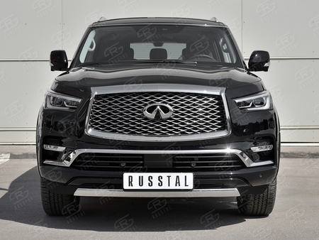 Защита переднего бампера d75х42 дуга RUSSTAL Infiniti QX80 (2018-2019) IQX8Z-003006