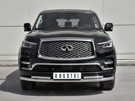 Защита переднего бампера d63 секции-d42 секции RUSSTAL Infiniti QX80 (2018-2019) IQX8Z-003009