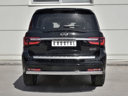 Защита заднего бампера d75х42 дуга RUSSTAL Infiniti QX80 (2018-2019) IQX8Z-003013