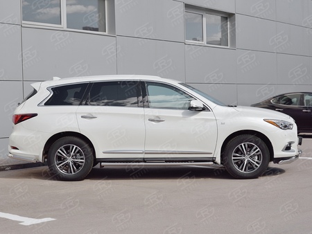 Пороги труба d120х60 овал с проступью RUSSTAL Infiniti QX60 (2016-2021) IQXO-002680