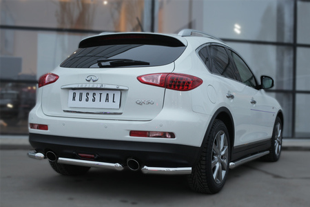 Защита заднего бампера уголки d63секции RUSSTAL Infiniti QX50 (2014-2016) IQXZ-001970