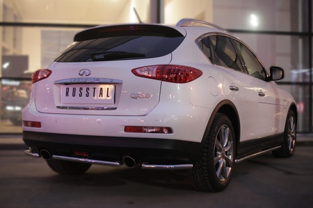 Защита заднего бампера уголки d42 секции RUSSTAL Infiniti QX50 (2014-2016) IQXZ-001971