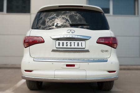 Защита заднего бампера d75х42 дуга RUSSTAL Infiniti QX80 (2014-2017) IQXZ-002101