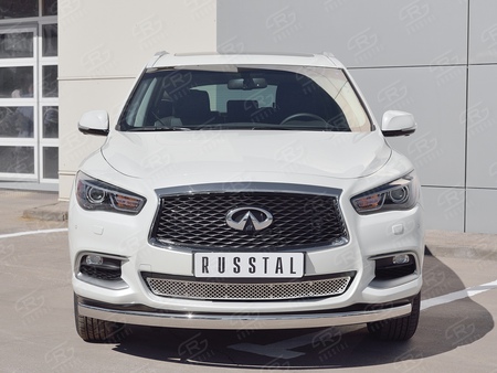 Защита переднего бампера d75х42 дуга RUSSTAL Infiniti QX60 (2016-2021) IQXZ-002673