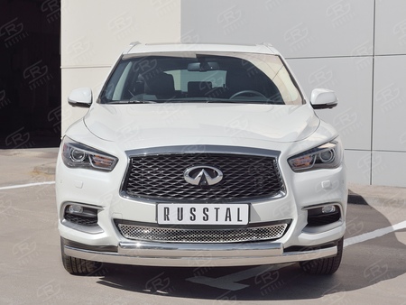 Защита переднего бампера d75х42 дуга-75х42 дуга RUSSTAL Infiniti QX60 (2016-2021) IQXZ-002674