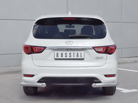 Защита заднего бампера уголки d76 секции RUSSTAL Infiniti QX60 (2016-2021) IQXZ-002690