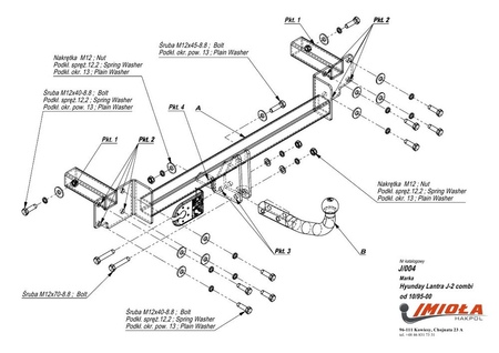 Фаркоп Imiola для Hyundai Elantra универсал (1995-2000) J.004