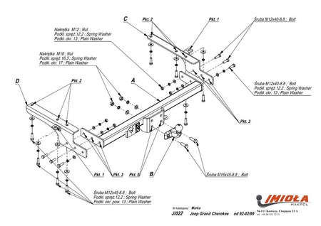 Фаркоп Imiola для Jeep Grand Cherokee (1992-1999) J.022